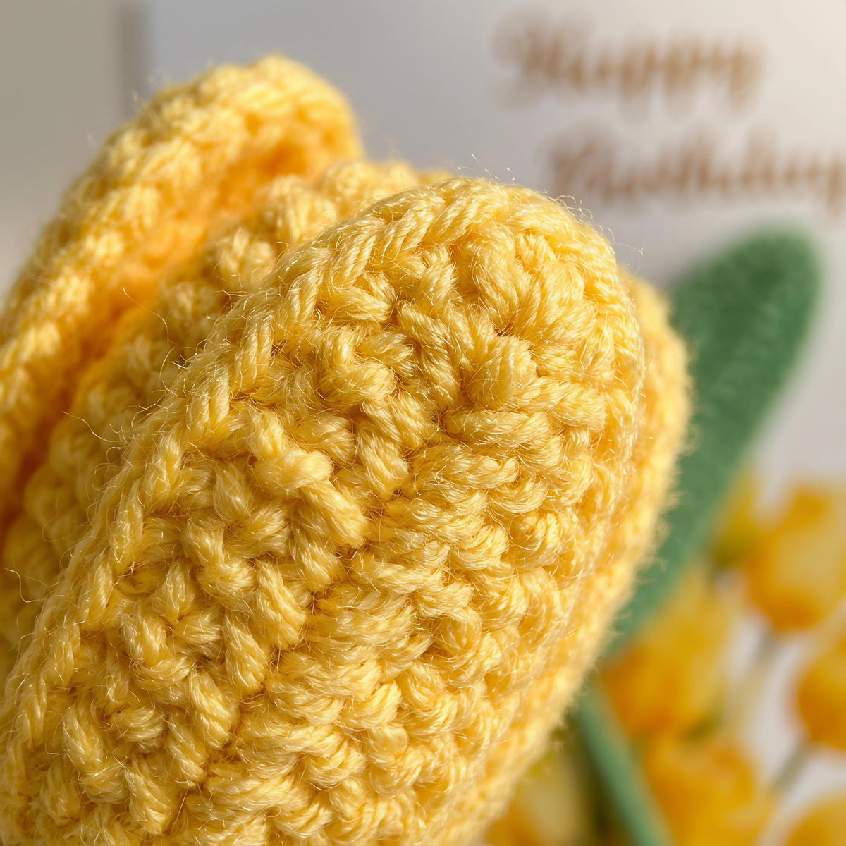 Crochet Tulip Birthday Card with Gift Box, Handmade Knitted Greeting Card, Detachable Desk Ornament & Adjustable Leaves, Unique Pop Up Birthday Gifts for Friends, Women, Sister