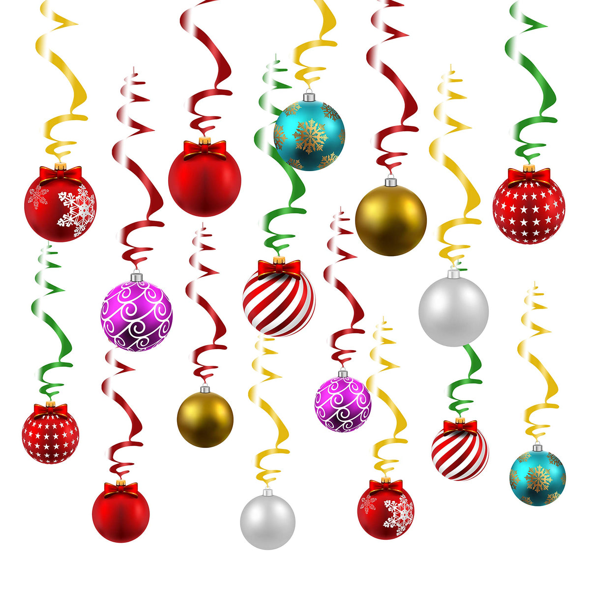 Merry Christmas Decorations Hanging Ceiling Swirls (30Pcs Fully-Assembled) Christmas Tree Ball Slices Cutout Swirls for Christmas Party Porch Home House Bar, Xmas Holiday Supplies Decorations
