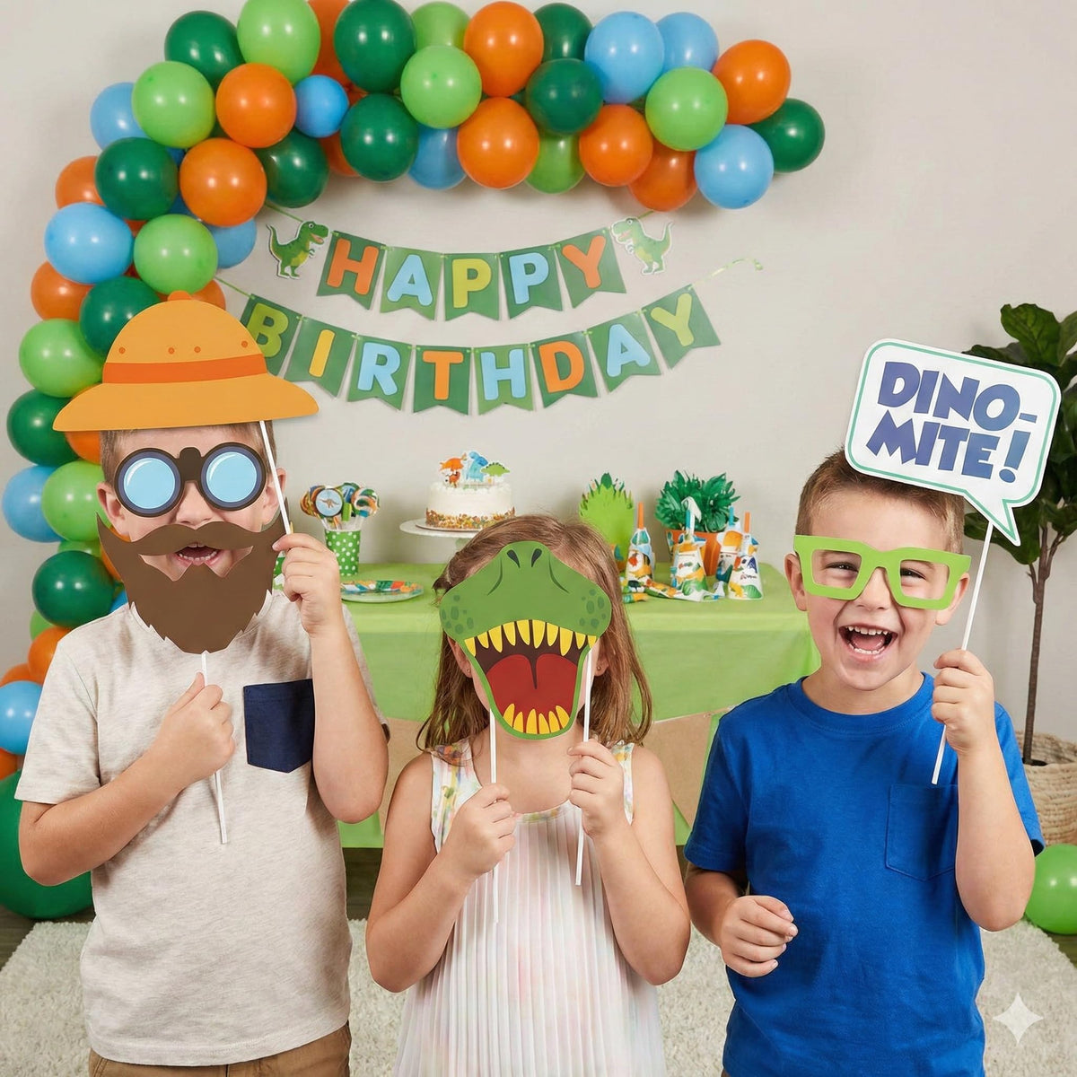 Dinosaur Photo Booth Props - Dinosaur Birthday Party Supplies Dino Colorful Photo Props Party Supplies