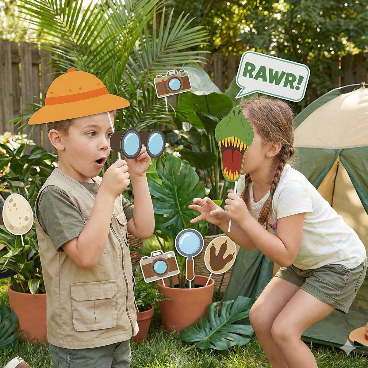 Dinosaur Photo Booth Props - Dinosaur Birthday Party Supplies Dino Colorful Photo Props Party Supplies