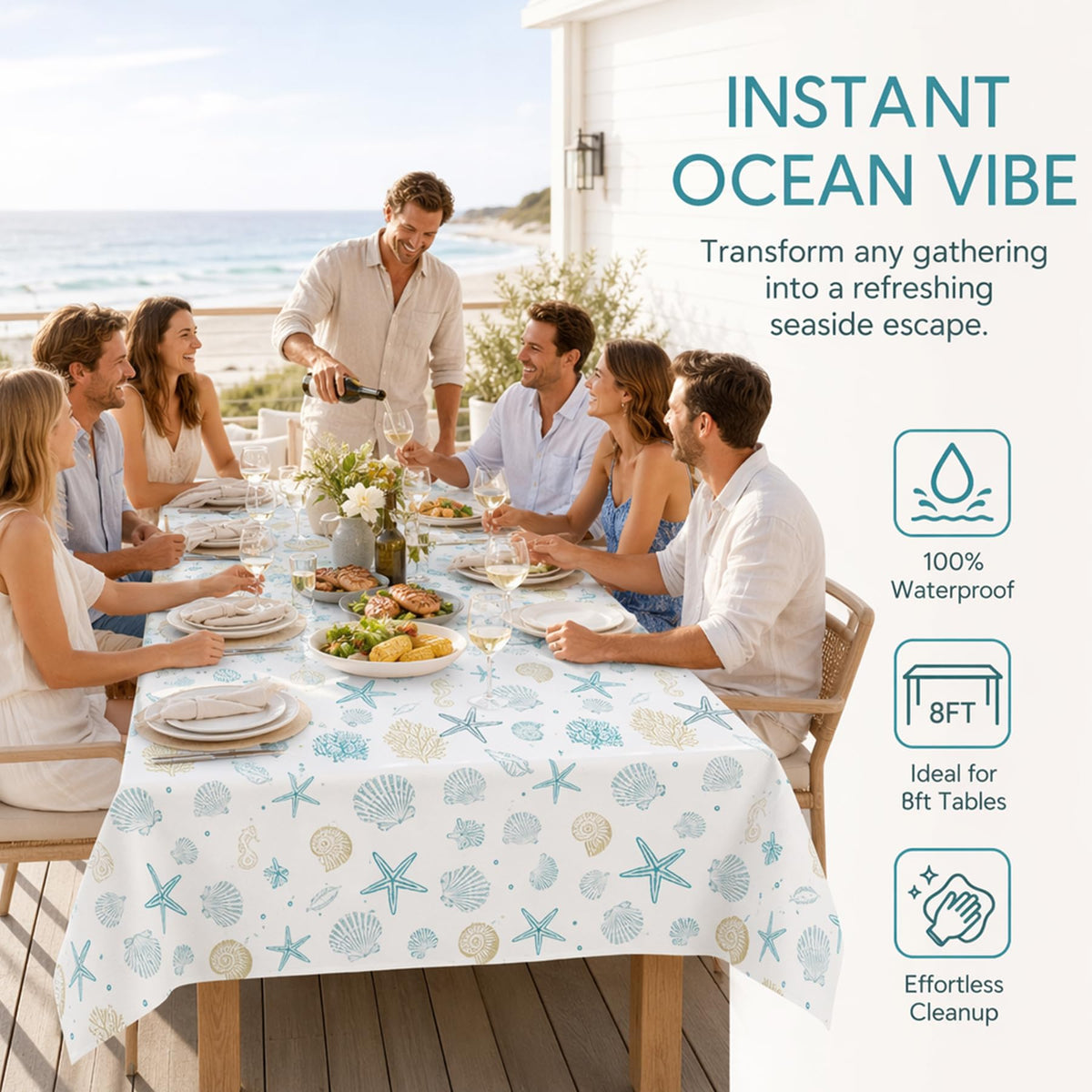 2 Pack Under the Sea Theme Plastic Disposable Tablecloth 54" x 108"