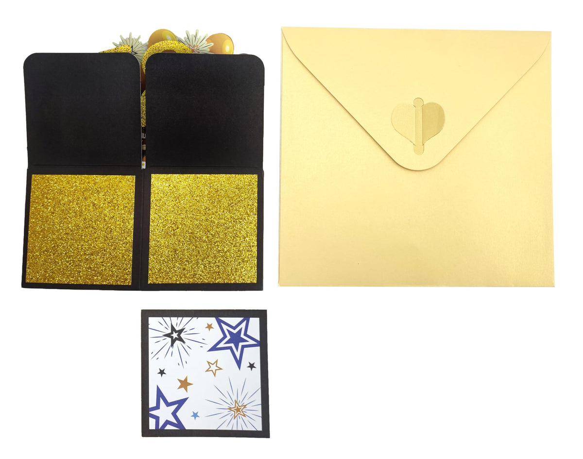 Glittery Gold 3D 60th Birthday Pop Up Card with Envelope - Gold and Black Happy 60th Birthday Greeting Card, Perfect Congratulation Card and Personalized Gift for 60th Birthday Party